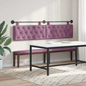 vidaXL Wall-Mounted Headboard Purple Velvet