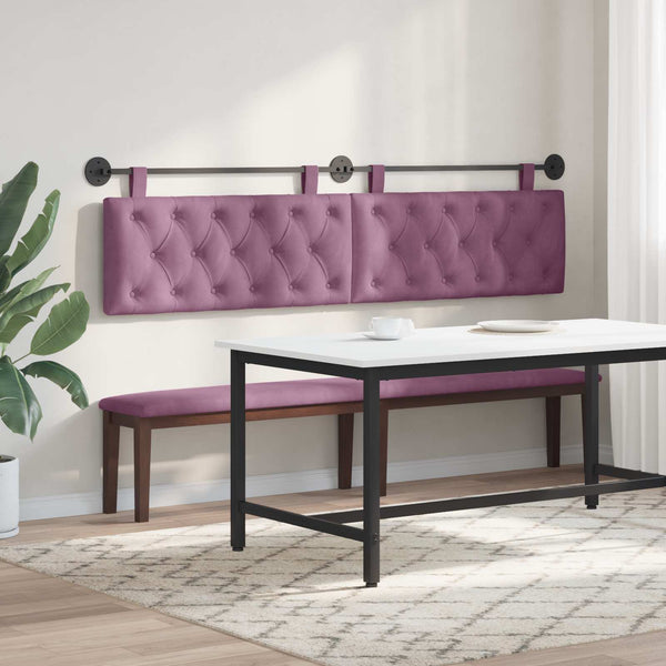 vidaXL Wall-Mounted Headboard Purple Velvet