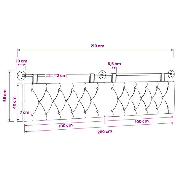 vidaXL Wall-Mounted Headboard Purple Velvet