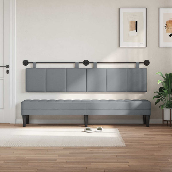 vidaXL Hanging Headboard Light Gray Fabric