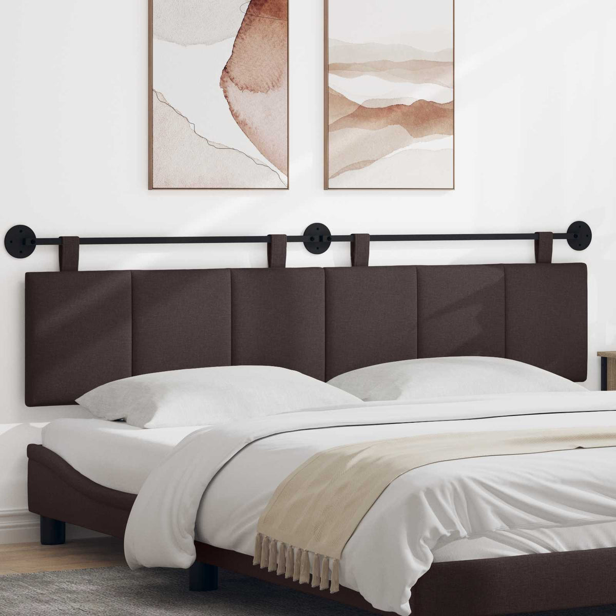 vidaXL Wall-Mounted Headboard Dark Brown Fabric
