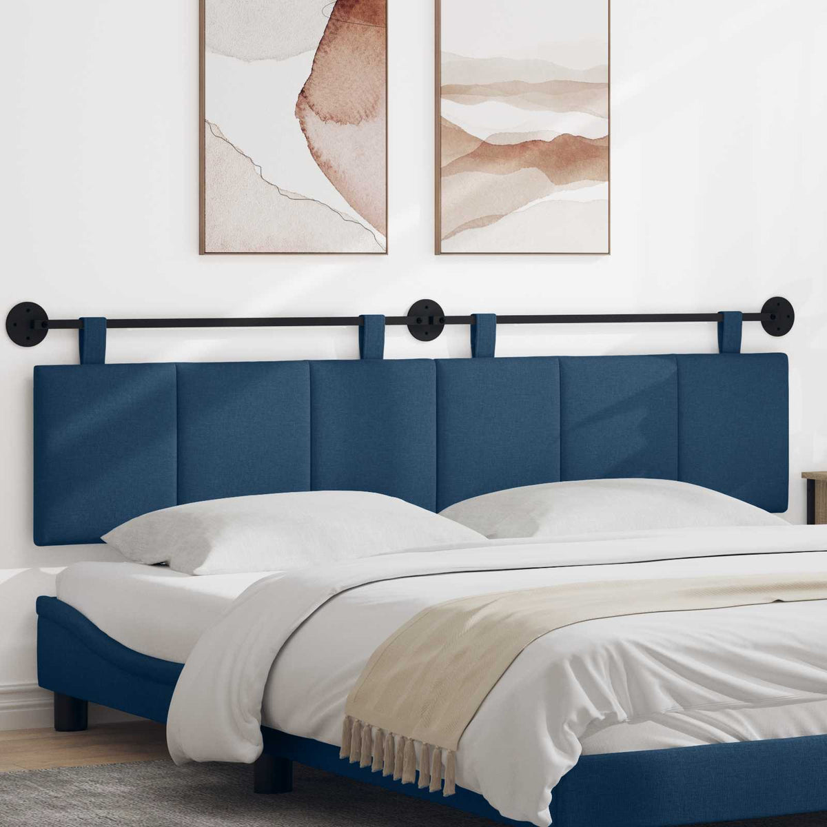 vidaXL Hanging Headboard Blue Fabric
