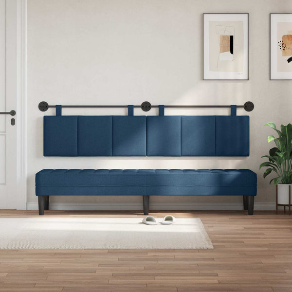 vidaXL Hanging Headboard Blue Fabric