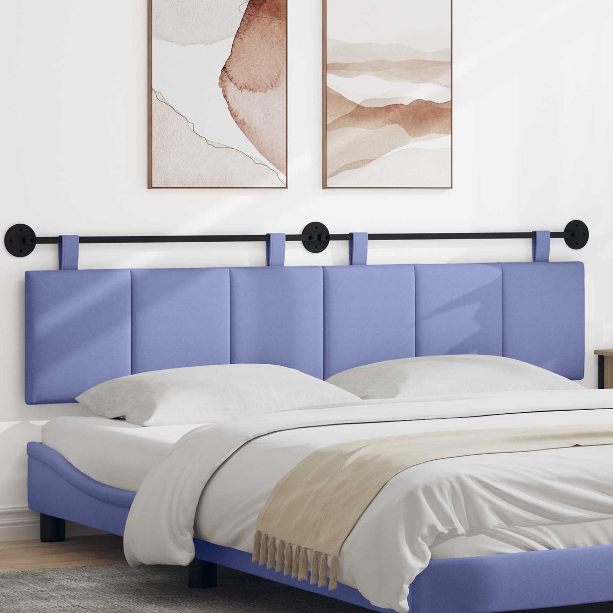 vidaXL Wall-mounted Headboard Denim Blue Fabric