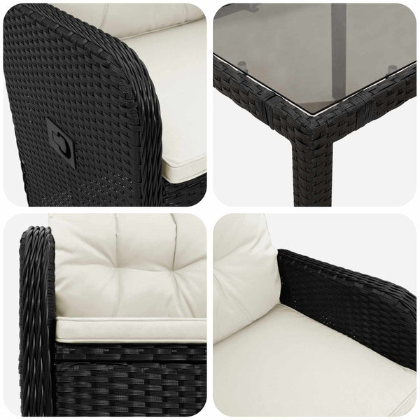 Outdoor Esstisch Set, 7-teilig, PE-Rattan