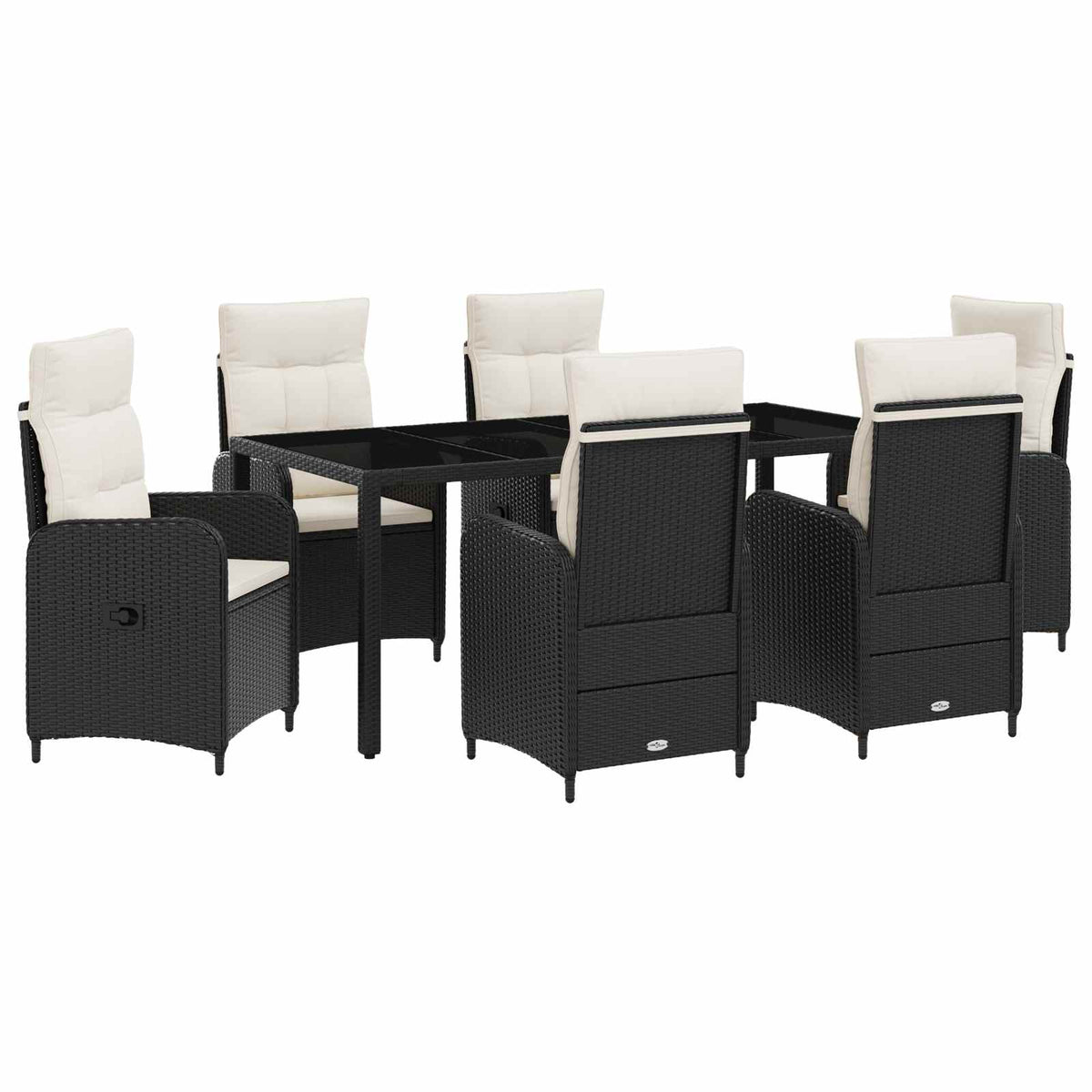 Outdoor Esstisch Set, 7-teilig, PE-Rattan
