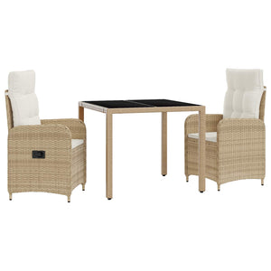 Outdoor Tisch Set Beige/Cremeweiß mit Kissen