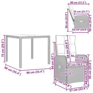 Outdoor Tisch Set Beige/Cremeweiß mit Kissen