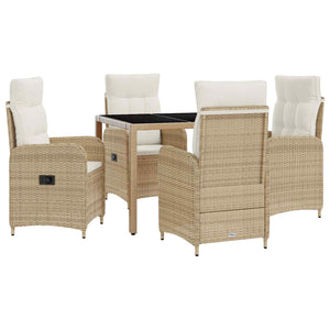 Outdoor Esstisch Set Beige/Cremeweiß 5-teilig