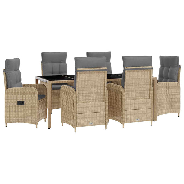 Outdoor Esstisch Set mit Kissen, 7-teilig