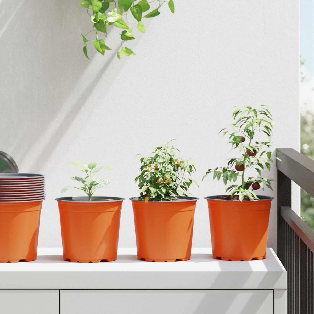 vidaXL Plant Pot 200 pcs Terracotta Ø 15 x 13 cm Plastic