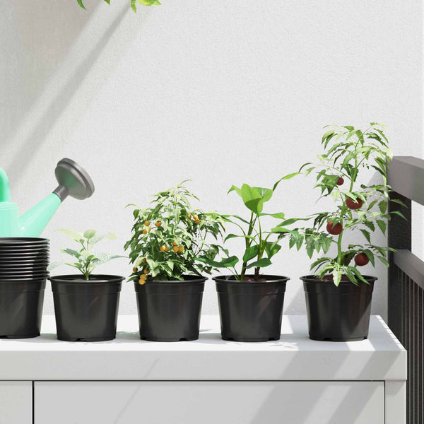vidaXL Round Flower Pot 200 pcs Black Ø 10 x 8 cm Plastic