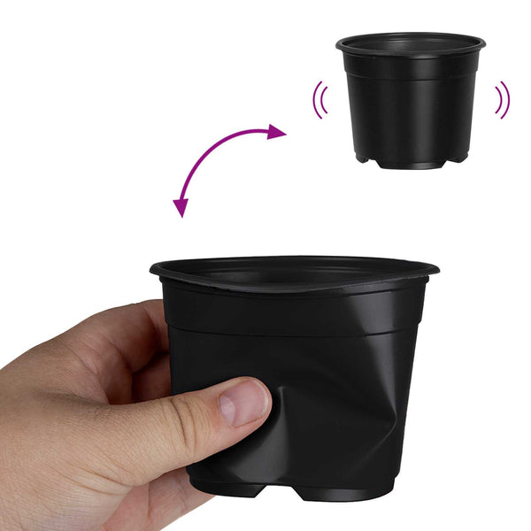 vidaXL Round Flower Pot 200 pcs Black Ø 10 x 8 cm Plastic