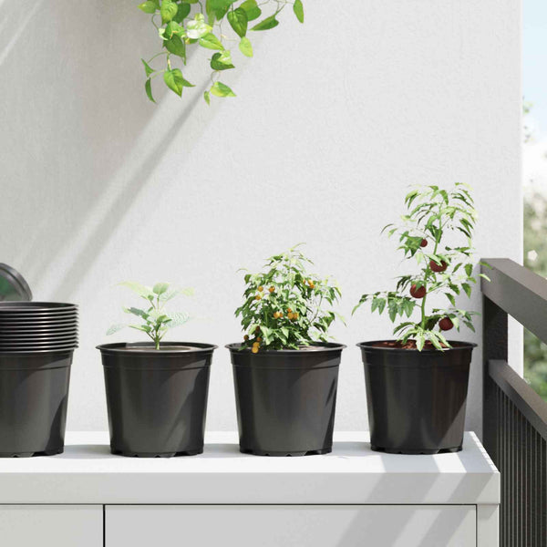 vidaXL Plant Pot 50 pcs Black Ø 15 x 13 cm Plastic