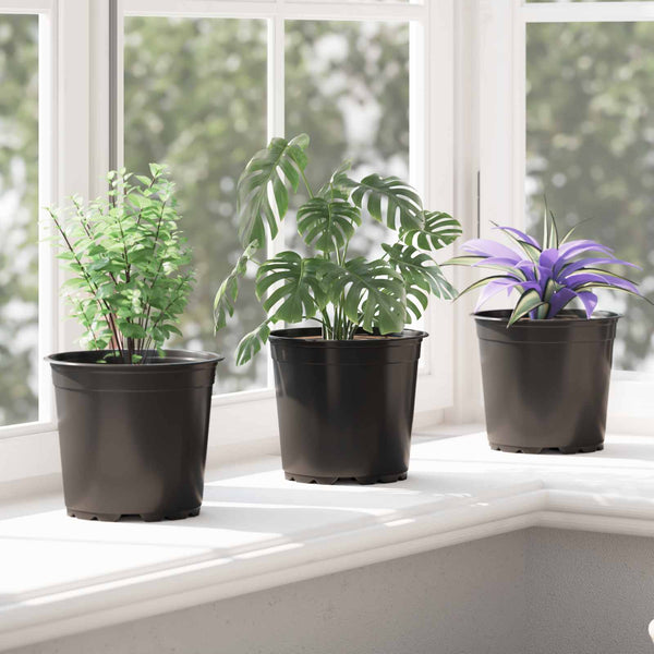 vidaXL Flower Pot 200 pcs Black Ø 15 x 13 cm Plastic