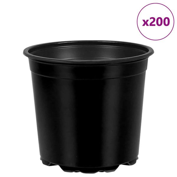 vidaXL Flower Pot 200 pcs Black Ø 15 x 13 cm Plastic