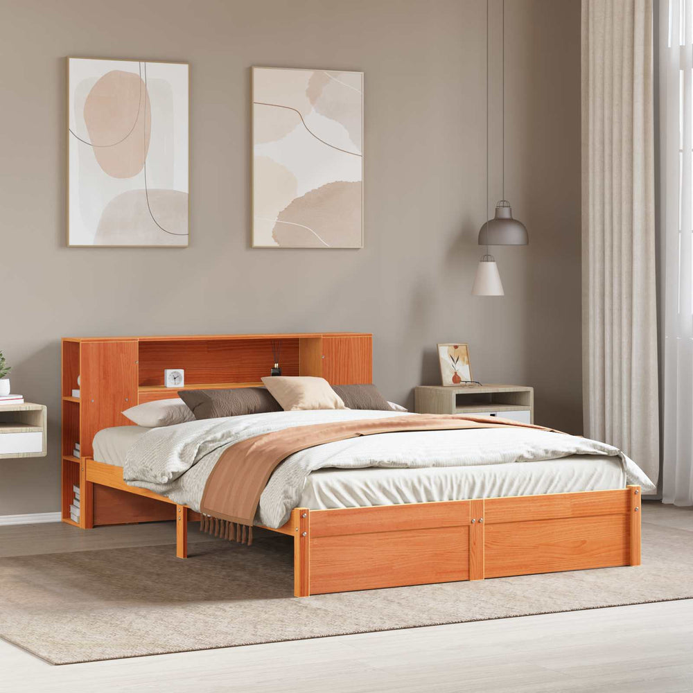 vidaXL Bed Frame with Storage Headboard 2 pcs Waxed Brown