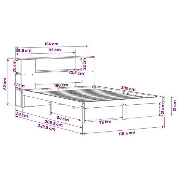vidaXL Bed Frame with Storage Headboard 2 pcs Waxed Brown
