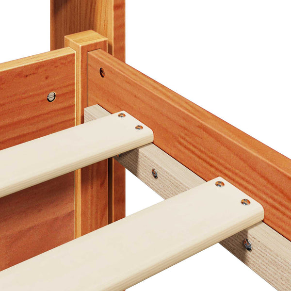 vidaXL Bed Frame with Headboard 2 pcs Waxed Brown Solid Pine Wood