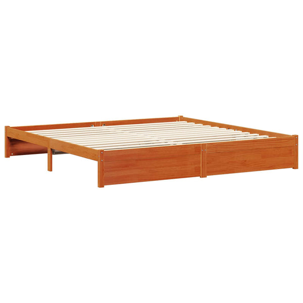 vidaXL Bed Frame with Headboard 2 pcs Waxed Brown Solid Pine Wood
