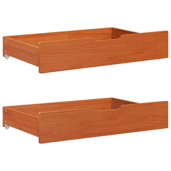 vidaXL Bed Frame with Wheel Waxed Brown 150 x 200 cm Solid Pine Wood