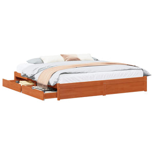 vidaXL Bed Frame Waxed Brown 180 x 200 cm Solid Pine Wood