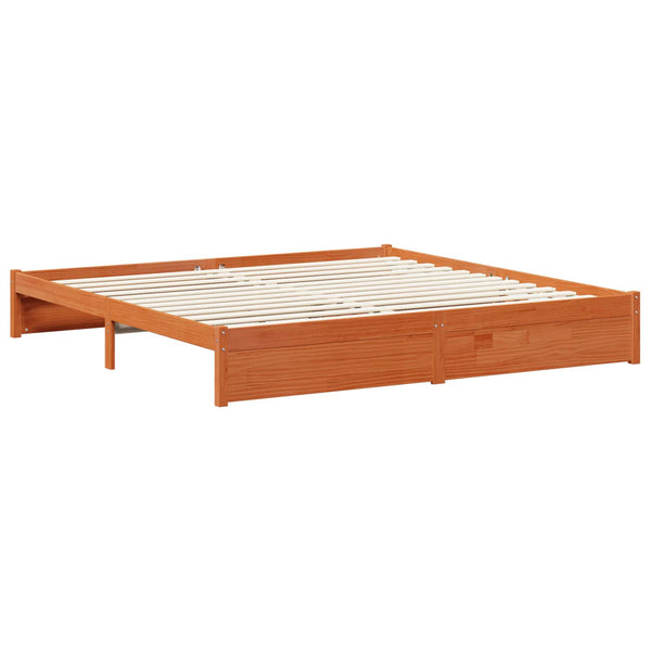 vidaXL Bed Frame Waxed Brown 180 x 200 cm Solid Pine Wood