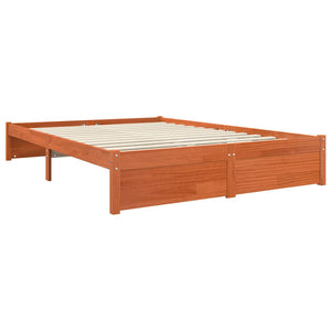 vidaXL Bookcase Bed Frame with Headboard Waxed Brown 200 x 160 cm