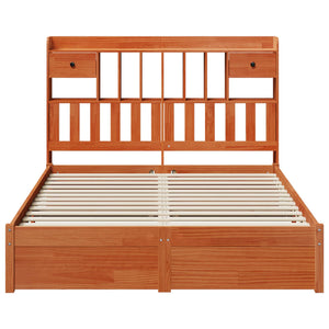 vidaXL Bookcase Bed Frame with Headboard Waxed Brown 200 x 160 cm