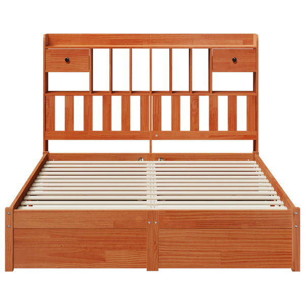 vidaXL Bookcase Bed Frame with Headboard Waxed Brown 200 x 160 cm
