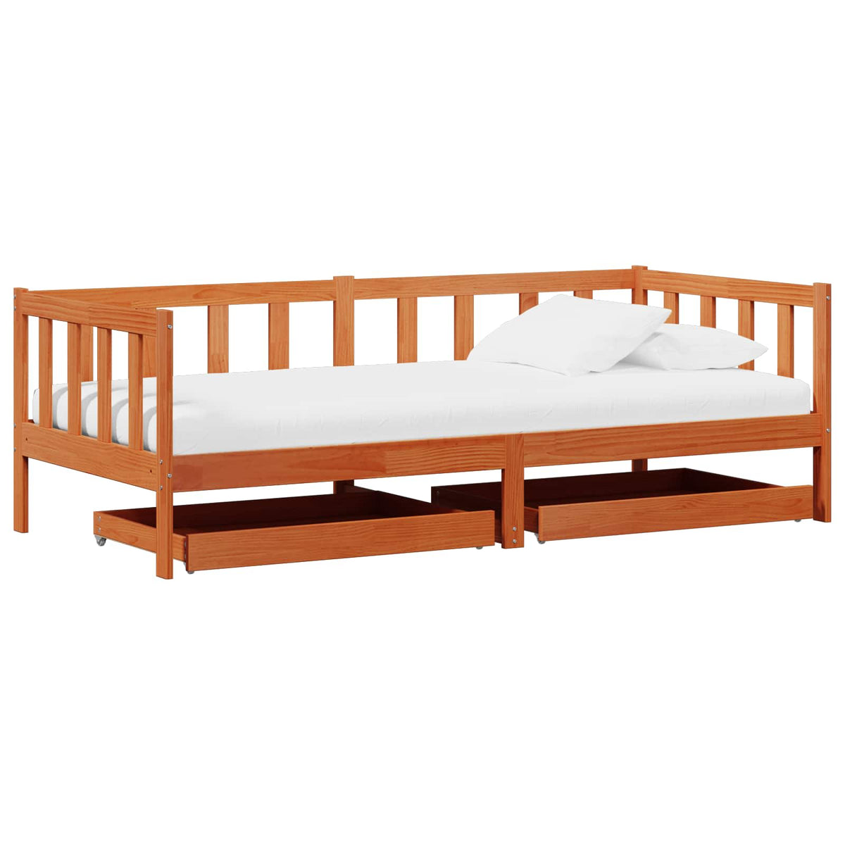 vidaXL Day Bed with Headboard 3 pcs Waxed Brown Solid Pine Wood