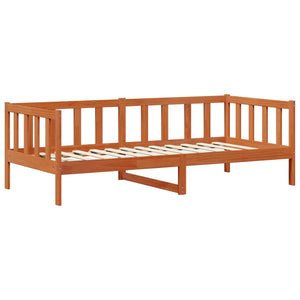 vidaXL Day Bed with Headboard 3 pcs Waxed Brown Solid Pine Wood