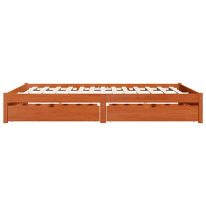vidaXL Bed Frame with Drawers 3 pcs Waxed Brown Solid Pine Wood