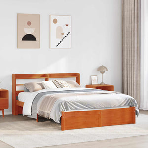vidaXL Bed Frame Waxed Brown 150 x 200 cm Solid Pine Wood