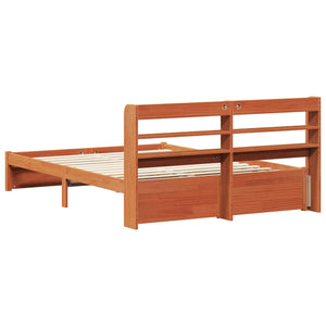 vidaXL Bed Frame Waxed Brown 150 x 200 cm Solid Pine Wood