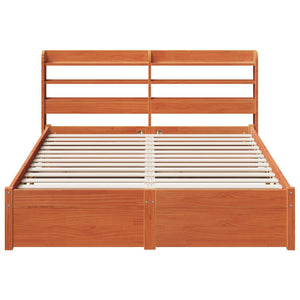 vidaXL Bed Frame Waxed Brown 150 x 200 cm Solid Pine Wood