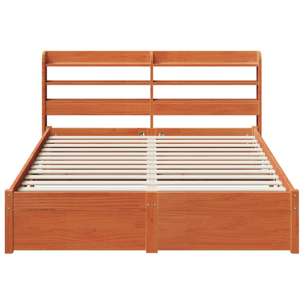 vidaXL Bed Frame Waxed Brown 150 x 200 cm Solid Pine Wood