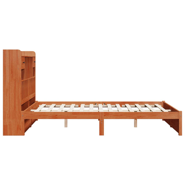 vidaXL Bookcase Bed Frame with Headboard Waxed Brown 200 x 150 cm
