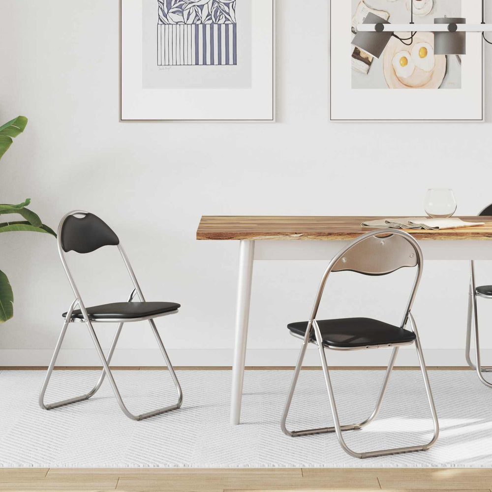 vidaXL Folding Chairs 2 pcs Black and Grey 48 x 43.5 x 81 cm
