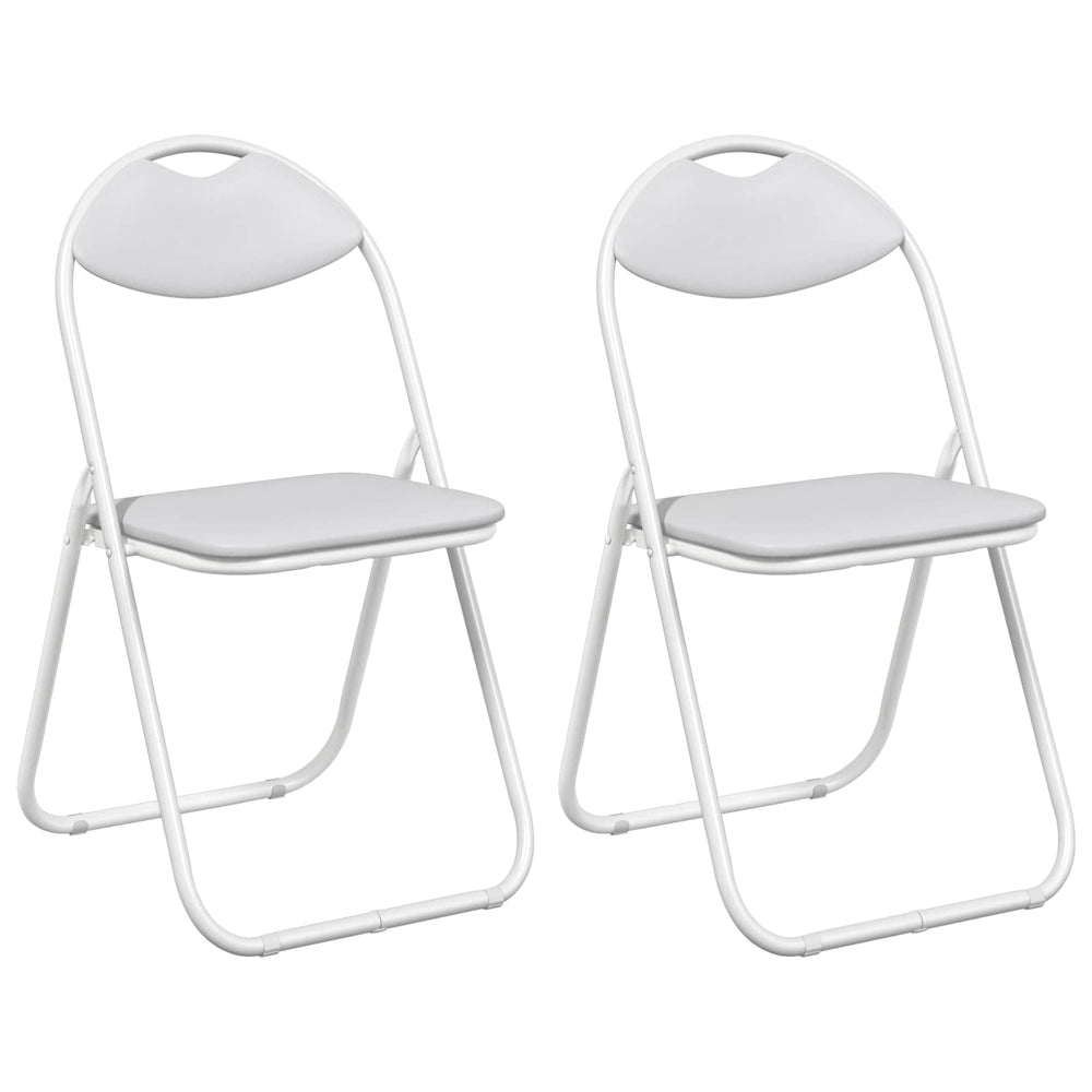 vidaXL Folding Chairs 2 pcs White 48 x 43.5 x 81 cm Faux Leather