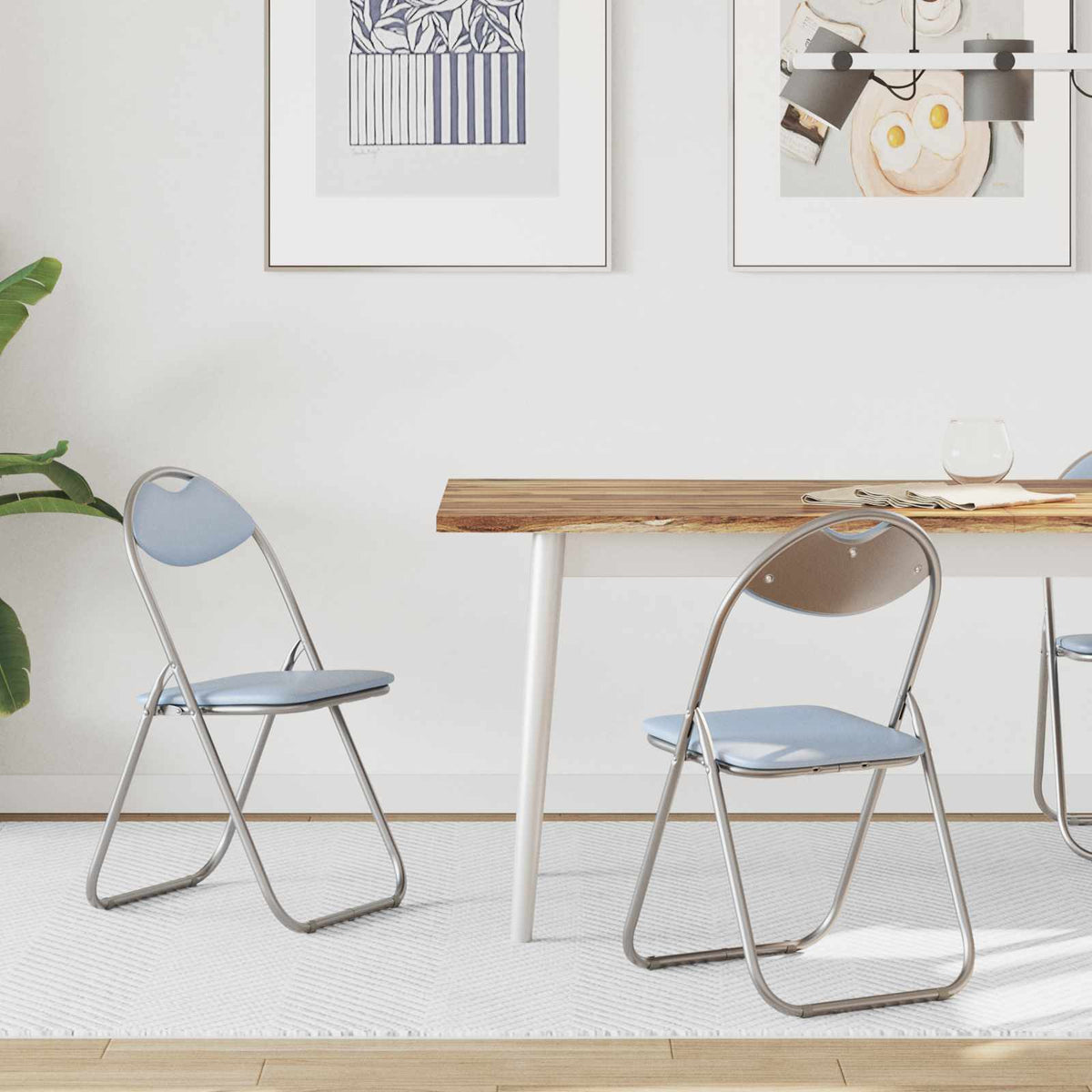 vidaXL Folding Chair 2 pcs Grey 48 x 43.5 x 81 cm Faux Leather