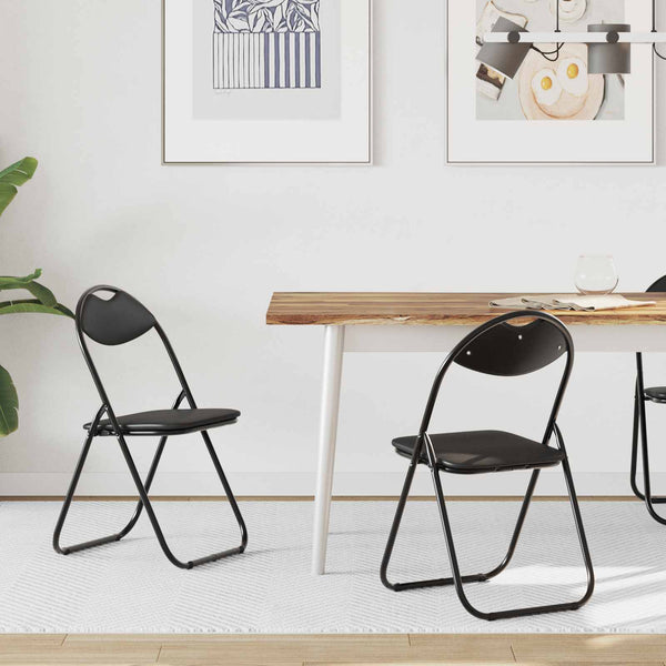 vidaXL Folding Chair 2 pcs Black 48 x 43.5 x 81 cm Faux Leather