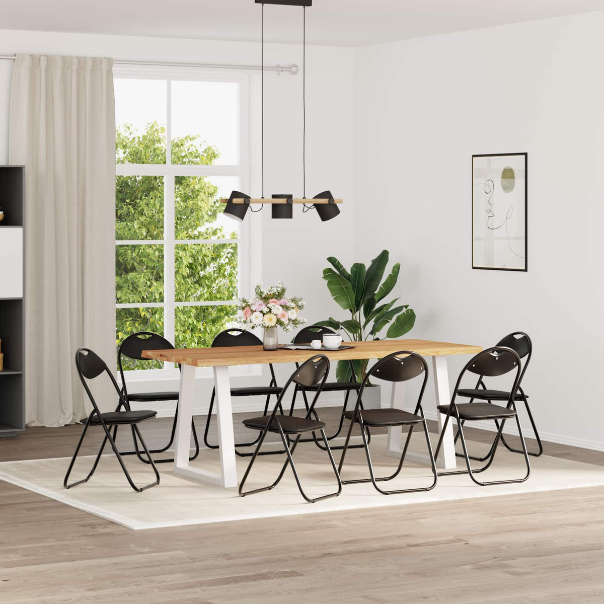 vidaXL Folding Chair 8 pcs Black 48 x 43.5 x 81 cm Faux Leather