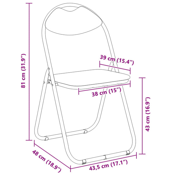vidaXL Folding Chair 8 pcs Black 48 x 43.5 x 81 cm Faux Leather