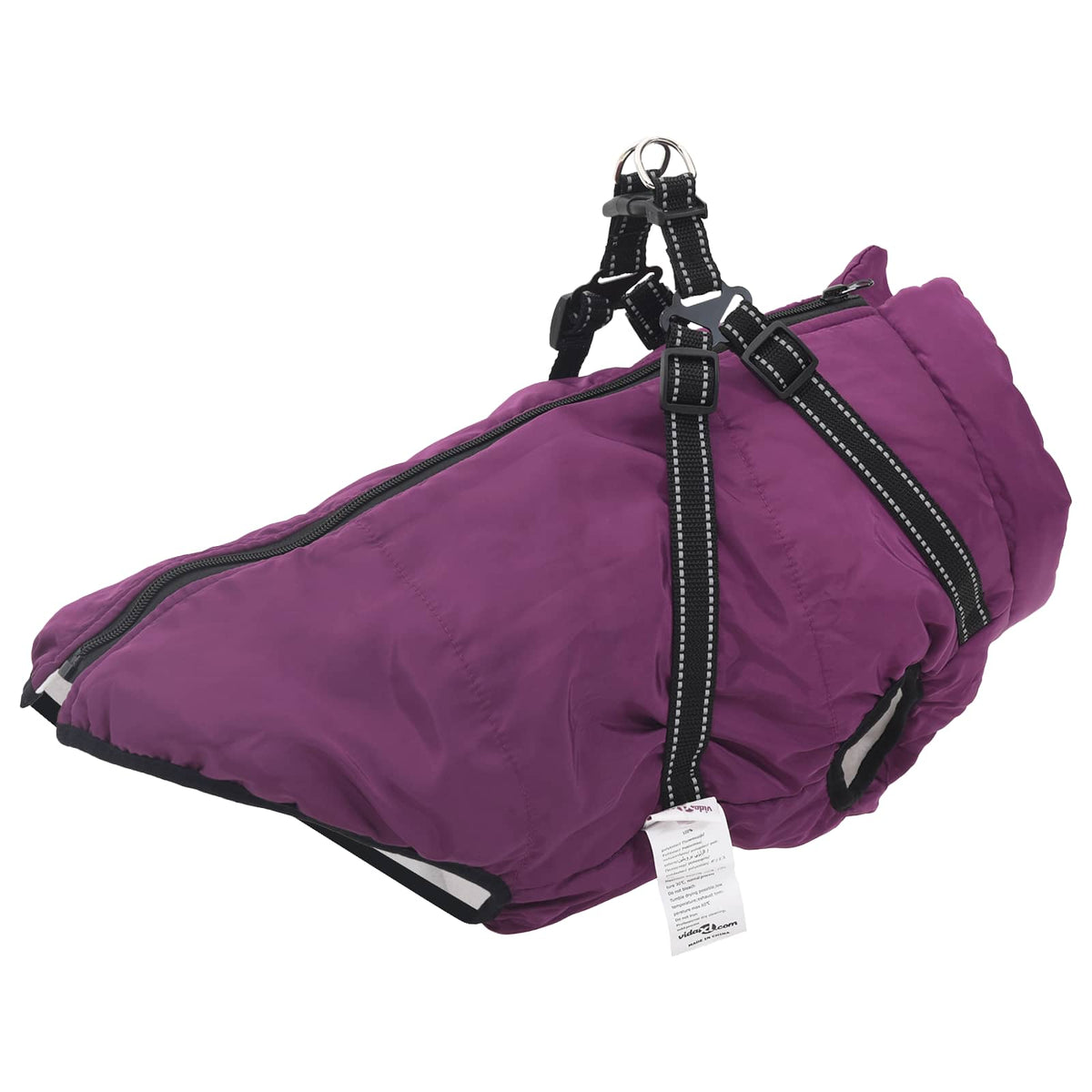 vidaXL Dog Coat Purple L52 Fleece and Polyester
