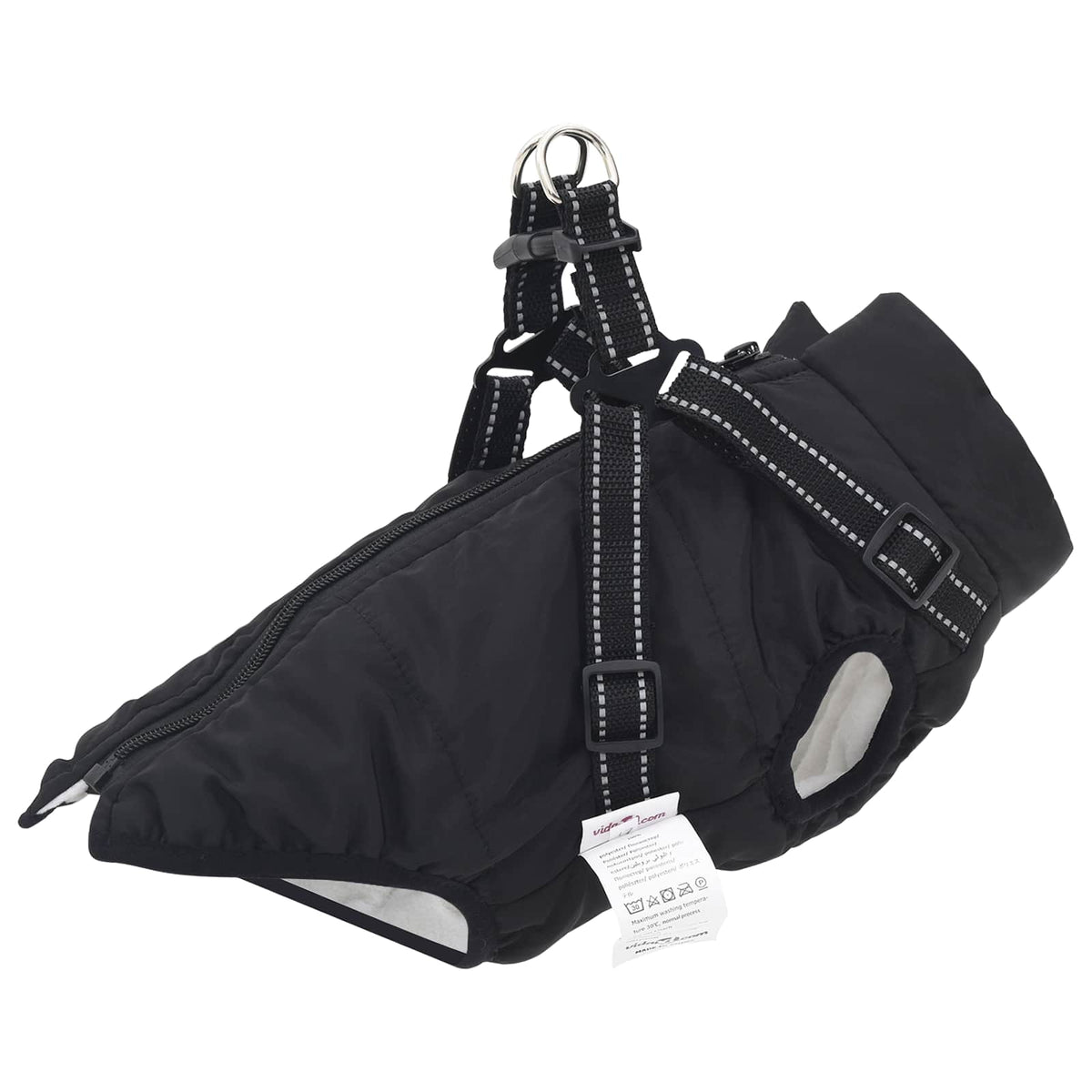 vidaXL Dog Coat Black L32 Fleece and Polyester