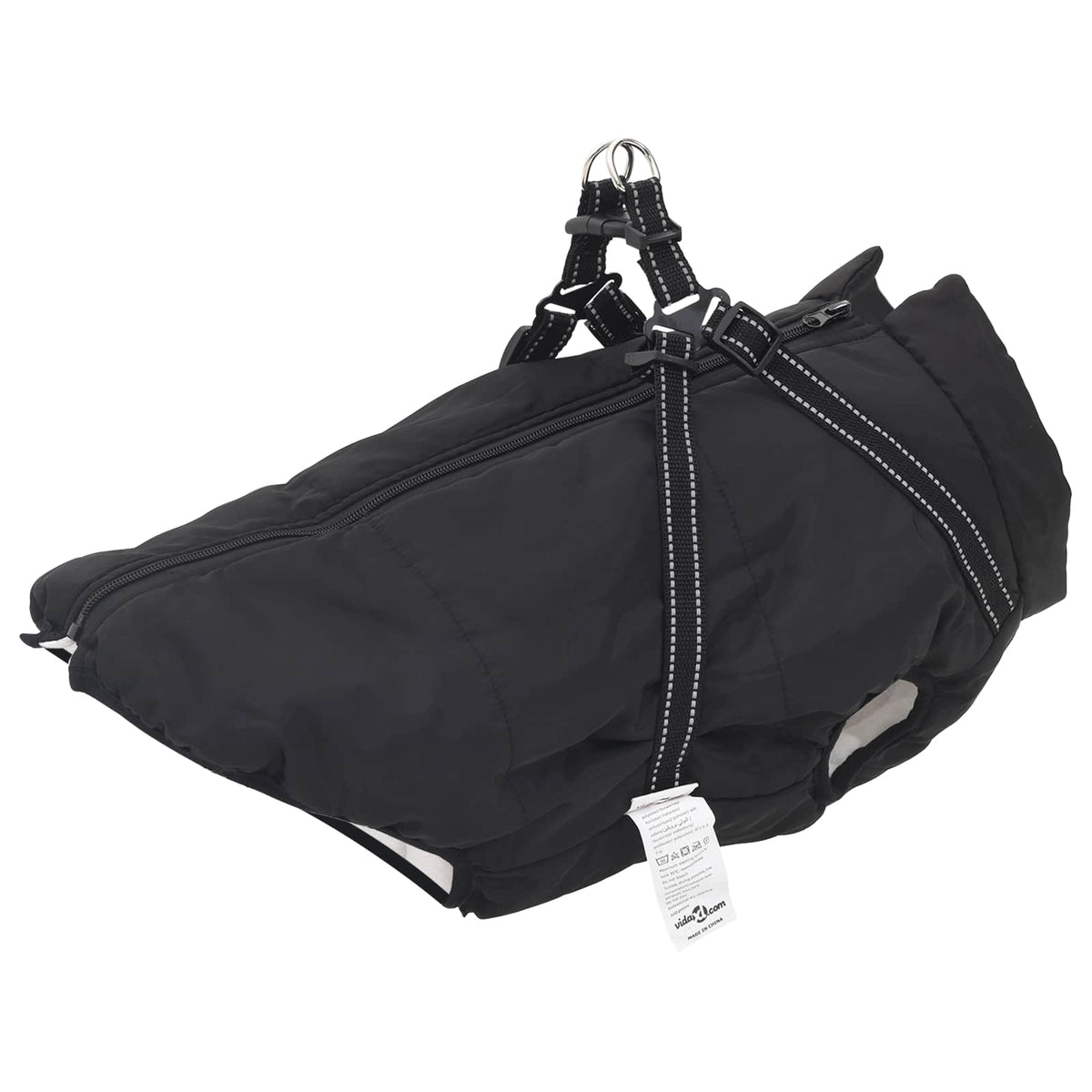 vidaXL Dog Coat Black L44 Fleece and Polyester
