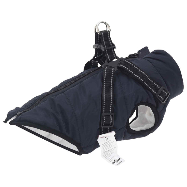 vidaXL Dog Coat Navy L28 Fleece and Polyester