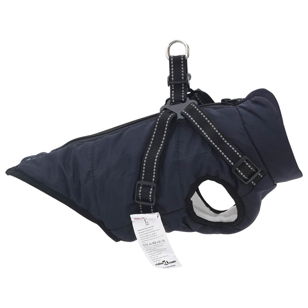 vidaXL Dog Coat Navy L28 Fleece and Polyester