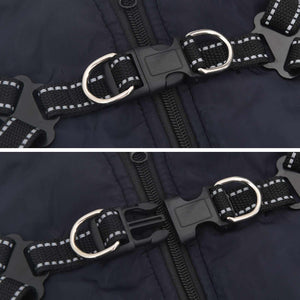 vidaXL Dog Coat Navy L32 Fleece and Polyester